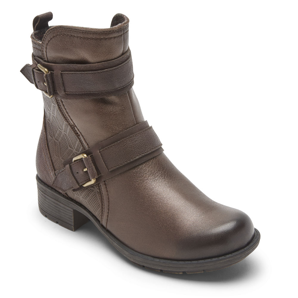 Rockport Singapore Womens Boots - Cobb Hill Alessia Strap Dark Brown - VU1052697